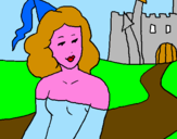 Disegno Principessa e castello  pitturato su chiara
