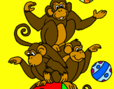 Disegno Scimmie giocoliere pitturato su NAOMI