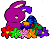 Disegno Coniglietto di Pasqua  pitturato su pink