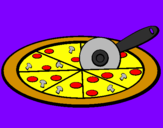 Disegno Pizza pitturato su Luca