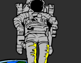 Disegno Astronauta  pitturato su yan