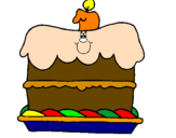 Disegno Torta di compleanno  pitturato su emma