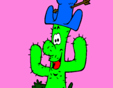 Disegno Cactus con il cappello  pitturato su cecilia