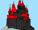 Disegno Castello medievale  pitturato su denis