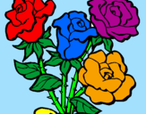 Disegno Mazzo di rose  pitturato su deian
