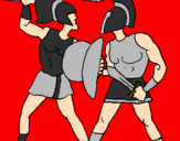 Disegno Lotta di gladiatori  pitturato su diego05