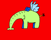 Disegno Elefante con le ali  pitturato su iiiiiqqqqqqqqqq