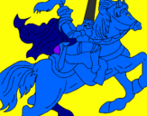 Disegno Cavaliere a cavallo pitturato su andrea