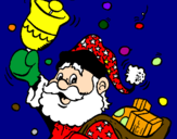 Disegno Babbo Natale con la sua campana  pitturato su monica