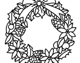 Disegno Corona di fiori augurale pitturato su tiziana