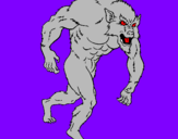 Disegno Uomo lupo  pitturato su fabiano06