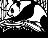 Disegno Oso panda che mangia  pitturato su stefano