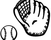 Disegno Guanto da baseball e pallina pitturato su mazza