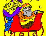 Disegno Babbo Natale alla guida della sua slitta pitturato su nicc