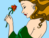 Disegno Principessa con una rosa pitturato su ZAHRA