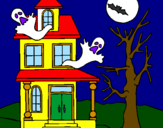 Disegno Casa del terrore pitturato su fanty