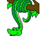 Disegno Serpente avvinghiata ad un albero  pitturato su samuele