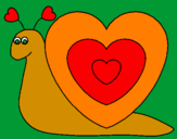 Disegno Lumachina cuore  pitturato su daniele