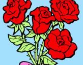 Disegno Mazzo di rose  pitturato su denise