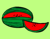 Disegno Melone  pitturato su gerla