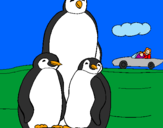 Disegno Famiglia pinguino  pitturato su alibobo
