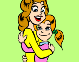 Disegno Madre e figlia abbracciate pitturato su antonio