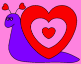 Disegno Lumachina cuore  pitturato su azzurra pipiticchio
