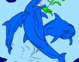 Disegno Delfini che giocano  pitturato su prinzesa annamaria
