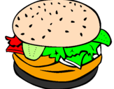 Disegno Hamburger completo  pitturato su jacopo