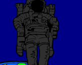 Disegno Astronauta  pitturato su sam