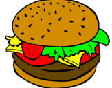Disegno Hamburger completo  pitturato su MARIANNA