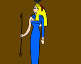 Disegno Hathor pitturato su denis