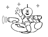 Disegno Marziano sulla moto spaziale  pitturato su greta
