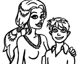 Disegno Madre e figlio pitturato su Fabio