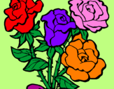 Disegno Mazzo di rose  pitturato su jejè