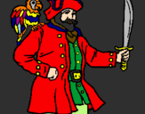 Disegno Pirata con il pappagallo  pitturato su francesco