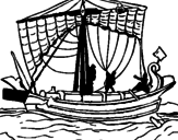 Disegno Barca romana  pitturato su carlo