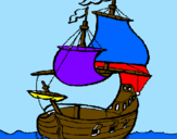 Disegno Barca  pitturato su margarita
