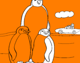 Disegno Famiglia pinguino  pitturato su GIULIA