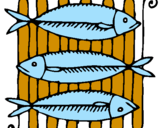 Disegno Pesce pitturato su matteo