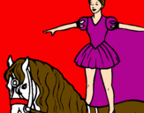 Disegno Trapezista in groppa al cavallo pitturato su ale