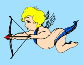 Disegno Cupido in volo  pitturato su Didi
