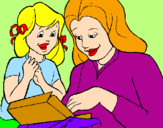 Disegno Madre e figlia  pitturato su stefano s