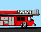 Disegno Camion dei pompieri con la scala pitturato su mirco