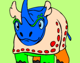 Disegno Rinoceronte  pitturato su granchio simpatico