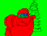 Disegno Babbo Natale che consegna i regali pitturato su Natalie 2006