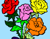 Disegno Mazzo di rose  pitturato su antonella