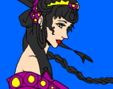 Disegno Principessa cinese pitturato su erika