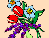 Disegno Mazzo di fiori pitturato su dada