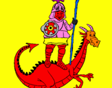 Disegno San Giorgio con il drago  pitturato su nicc